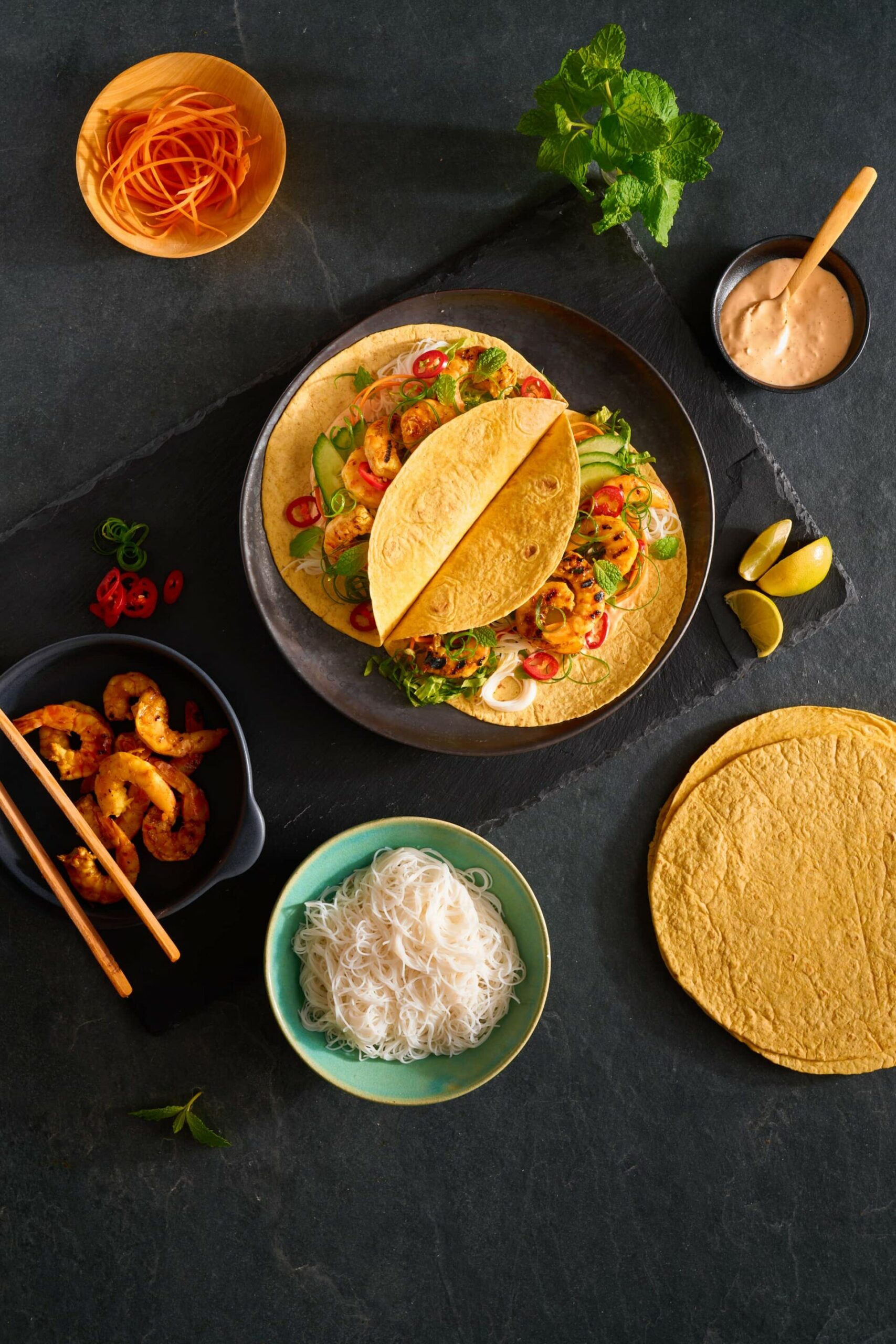 Vietnamese-Style Prawn Tacos