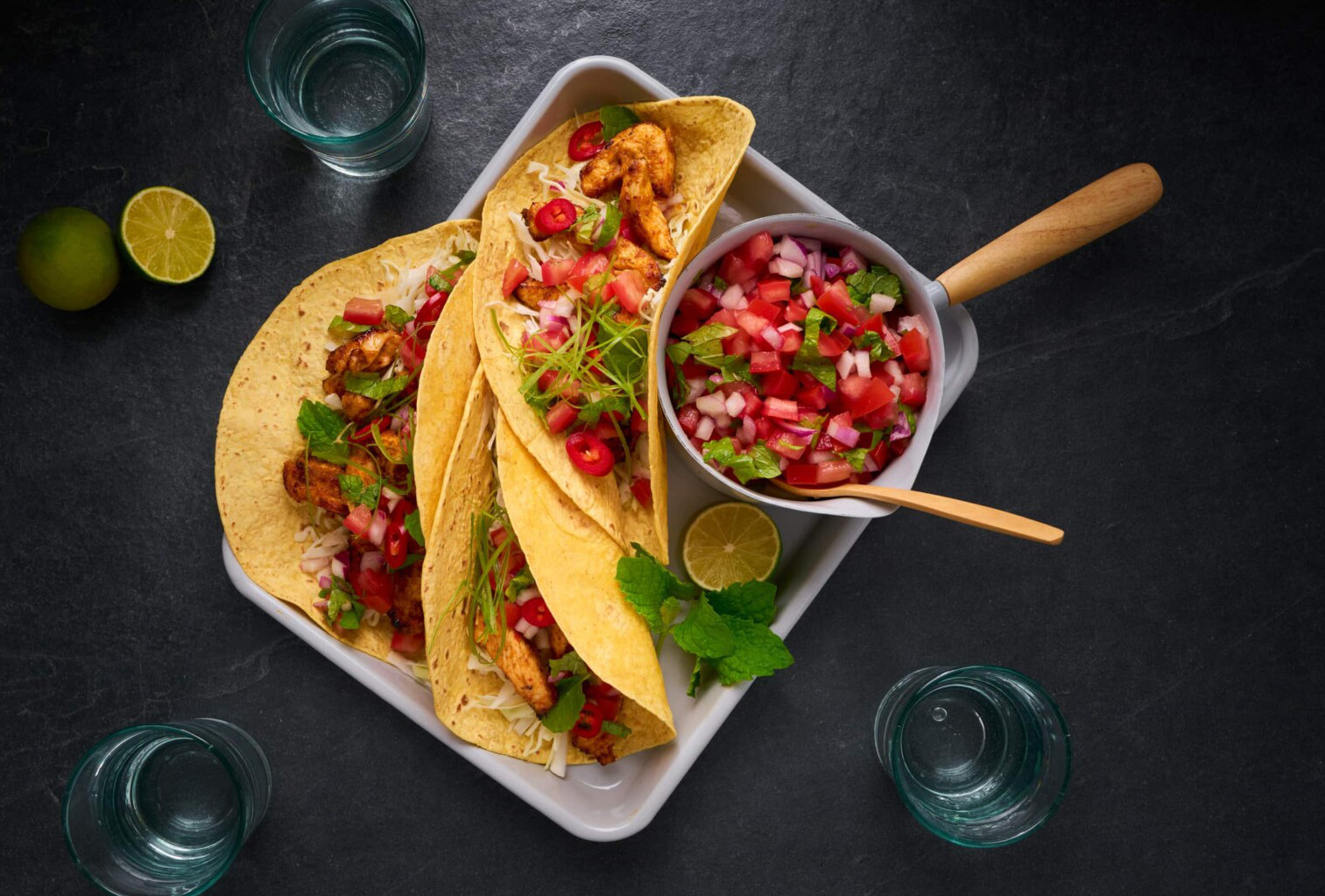 Thai Style Chicken Wraps with Tom Yum Salsa